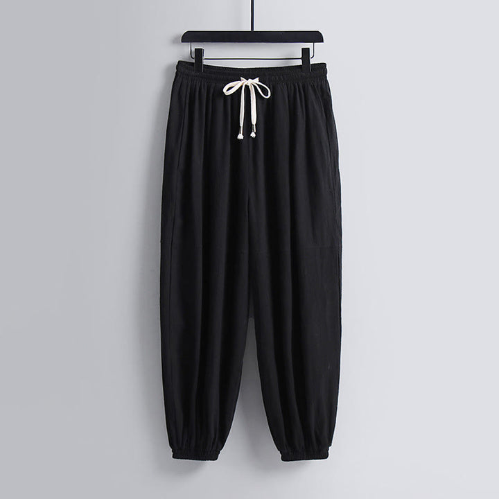 Ensemble de vêtements pour hommes en coton avec haut et pantalon Hanfu à col croisé et short bouffant court avec Buddha Stones - image 15