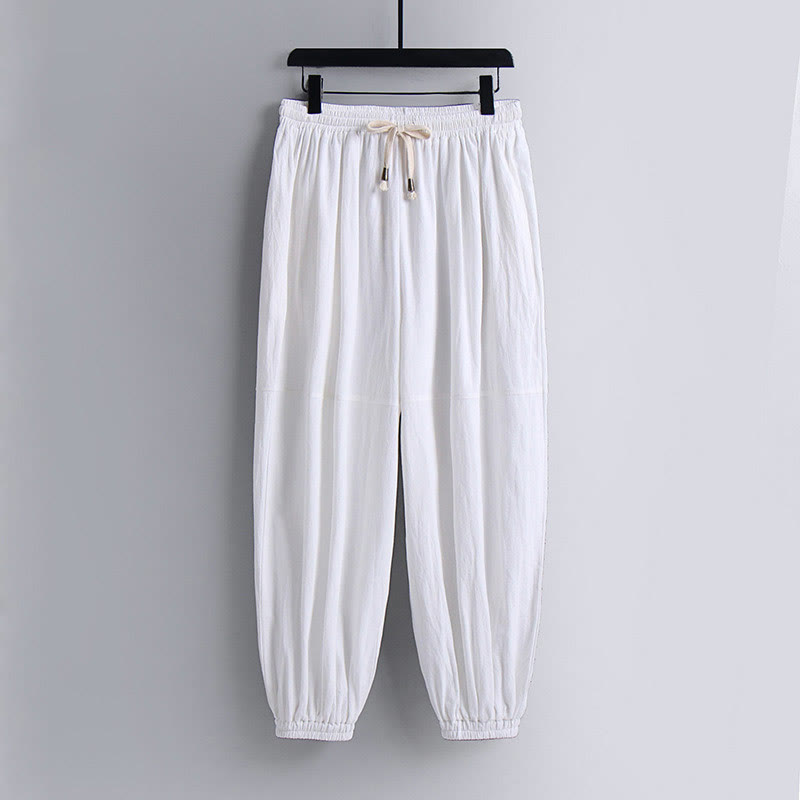 Ensemble de vêtements pour hommes en coton avec haut et pantalon Hanfu à col croisé et short bouffant court avec Buddha Stones - image 18