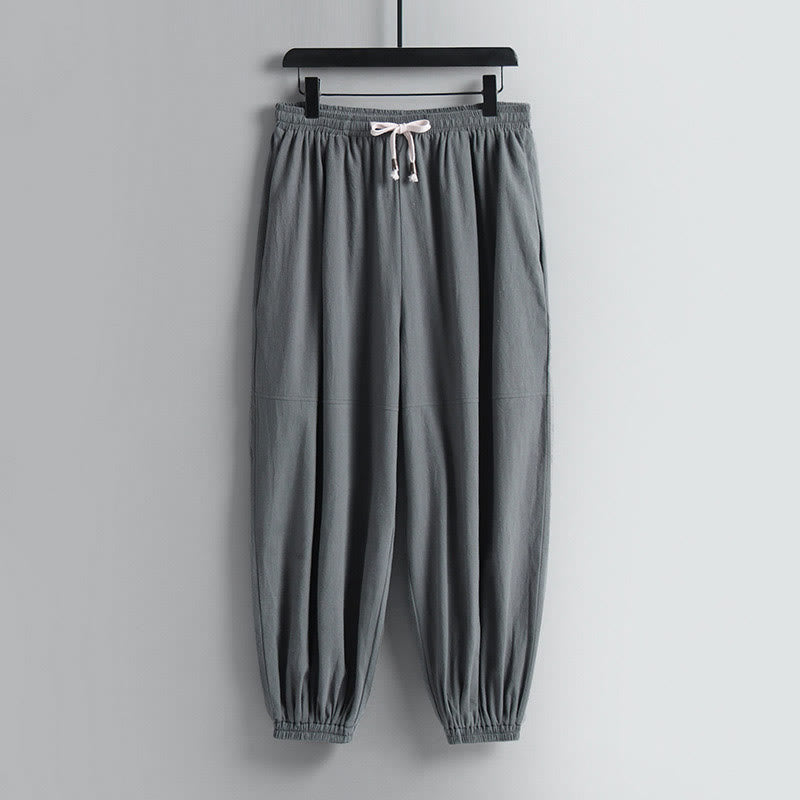 Ensemble de vêtements pour hommes en coton avec haut et pantalon Hanfu à col croisé et short bouffant court avec Buddha Stones - image 24