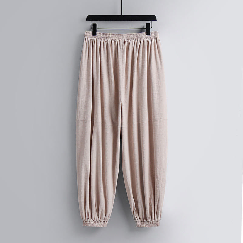 Ensemble de vêtements pour hommes en coton avec haut et pantalon Hanfu à col croisé et short bouffant court avec Buddha Stones - image 3