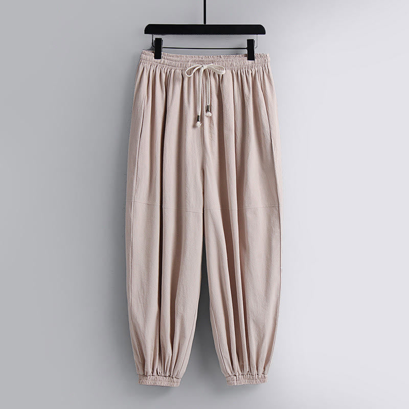 Ensemble de vêtements pour hommes en coton avec haut et pantalon Hanfu à col croisé et short bouffant court avec Buddha Stones - image 2