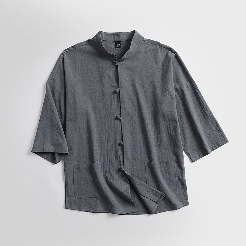 Ensemble haut et pantalon en coton à manches trois-quarts et short bouffant court Buddha Stones pour homme - image 2