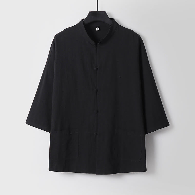 Ensemble haut et pantalon en coton à manches trois-quarts et short bouffant court Buddha Stones pour homme - image 5