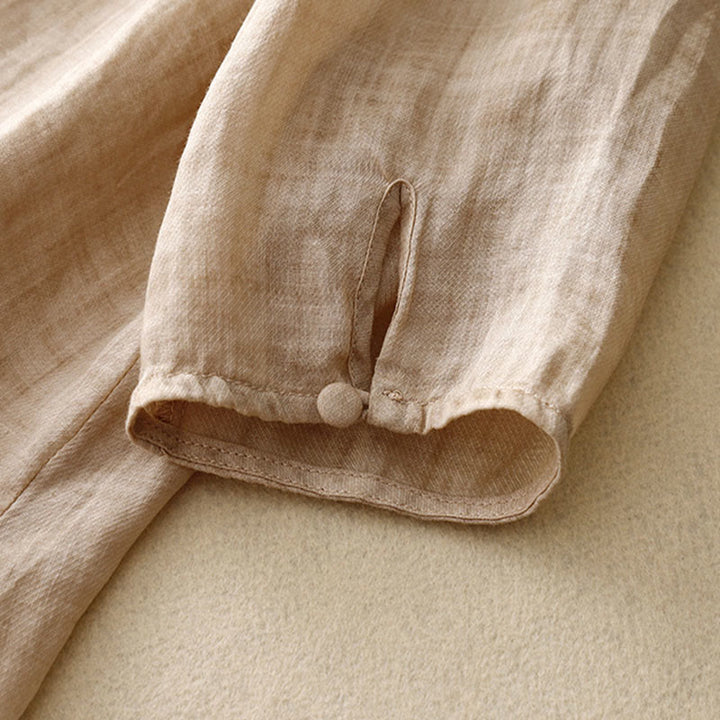 Chemisier décontracté à col rond Buddha Stones, chemise à manches longues brodée, haut en coton et lin, chemises pour femmes - image 14