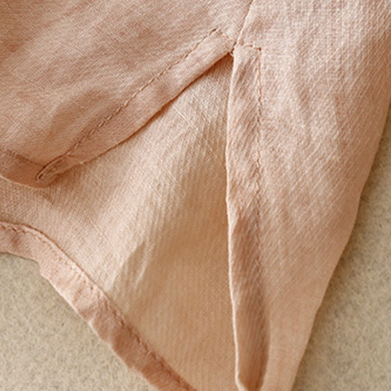 Chemisier décontracté à col rond Buddha Stones, chemise à manches longues brodée, haut en coton et lin, chemises pour femmes - image 4