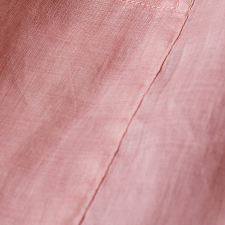 Chemise décontractée à manches longues et col en V avec Buddha Stones , grande taille, couleur unie, en coton et lin, pour femmes