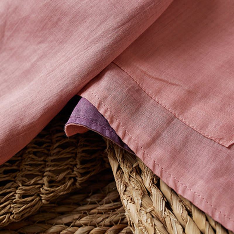 Chemise décontractée à manches longues et col en V avec Buddha Stones , grande taille, couleur unie, en coton et lin, pour femmes - image 19