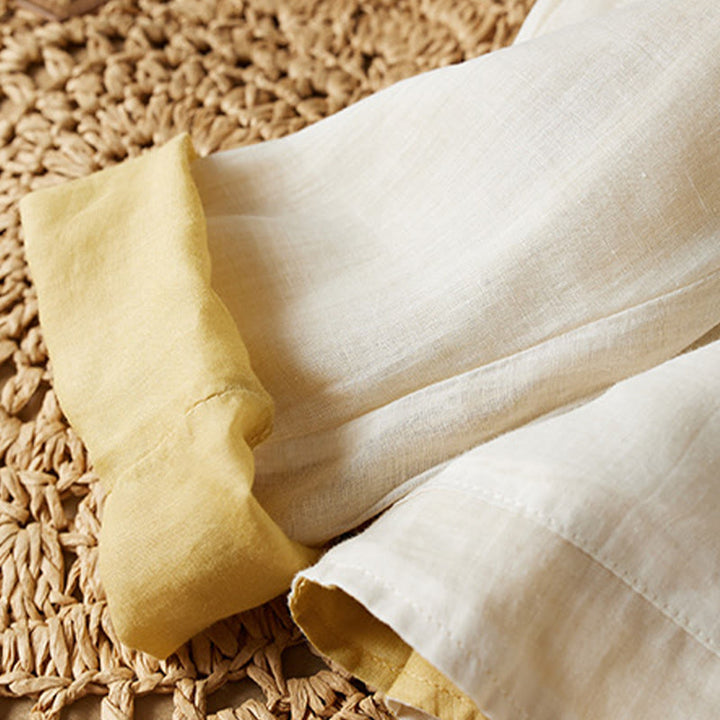 Chemise décontractée à manches longues et col en V avec Buddha Stones , grande taille, couleur unie, en coton et lin, pour femmes