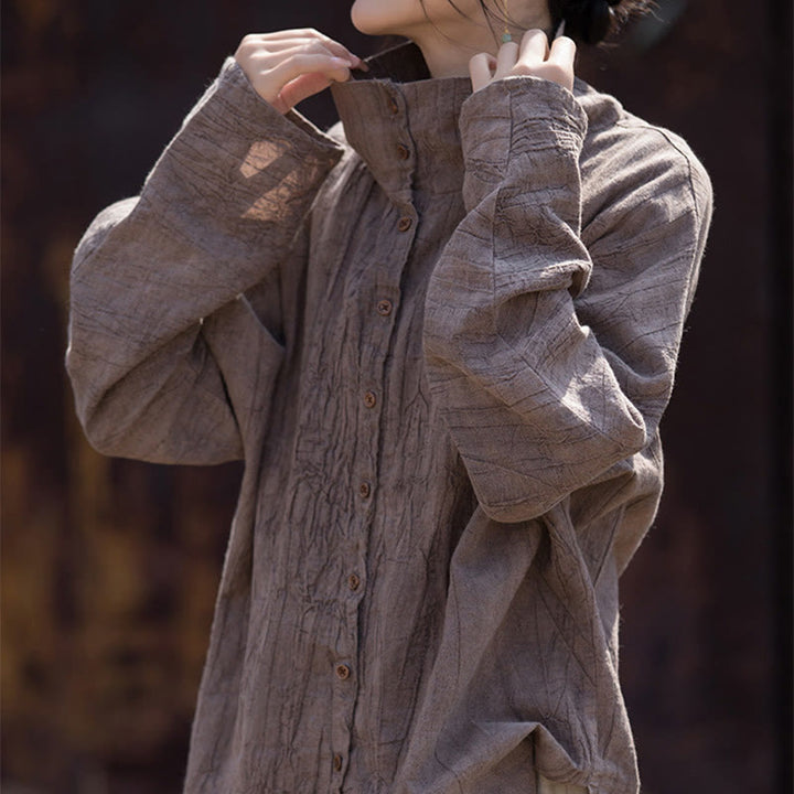 Cardigan à col roulé en coton ramie teinté avec Buddha Stones, style chinois - image 22