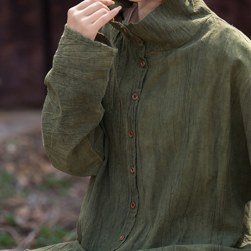 Cardigan à col roulé en coton ramie teinté avec Buddha Stones, style chinois - image 11