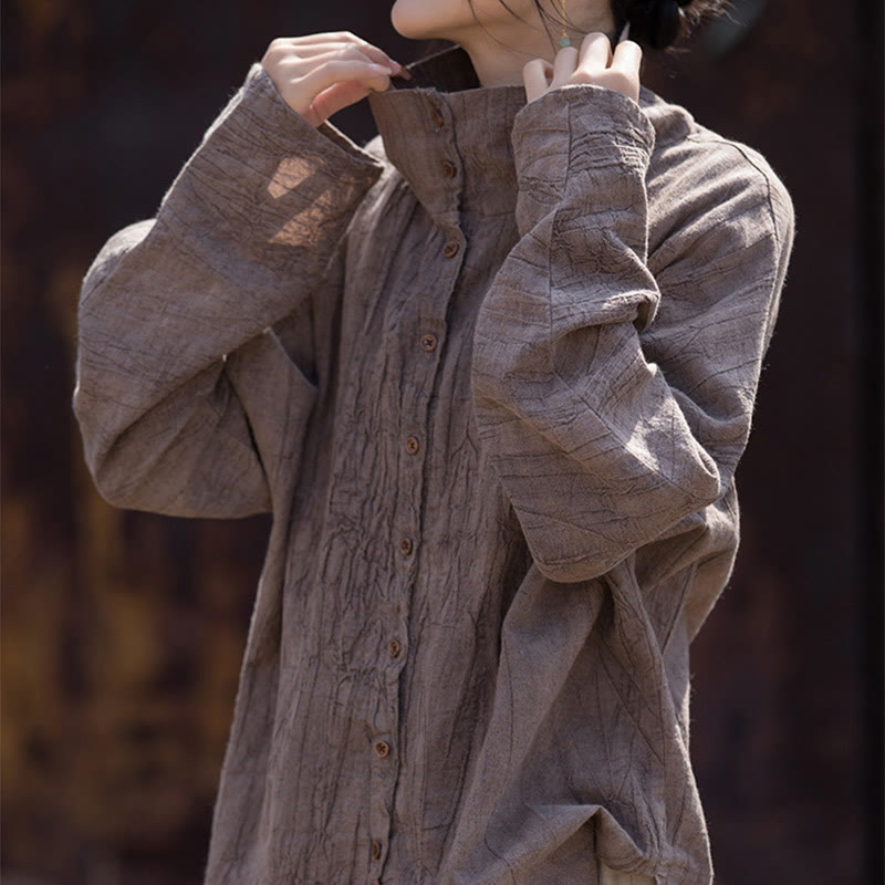 Cardigan à col roulé en coton ramie teinté avec Buddha Stones, style chinois - image 22