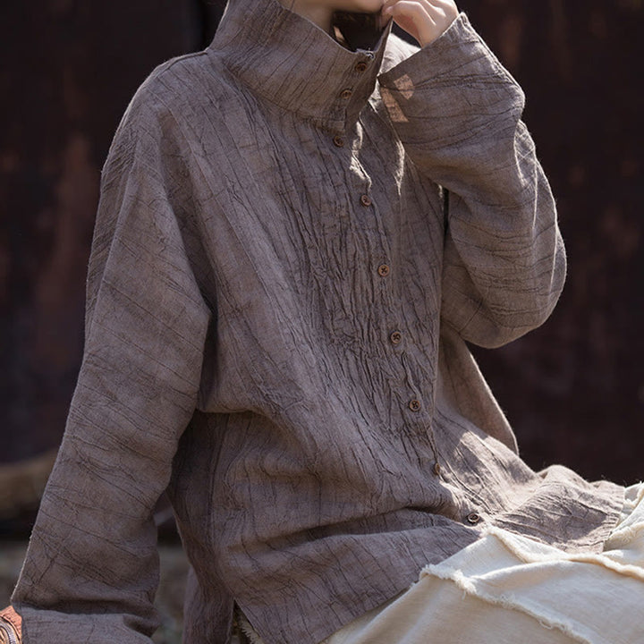 Cardigan à col roulé en coton ramie teinté avec Buddha Stones, style chinois - image 20