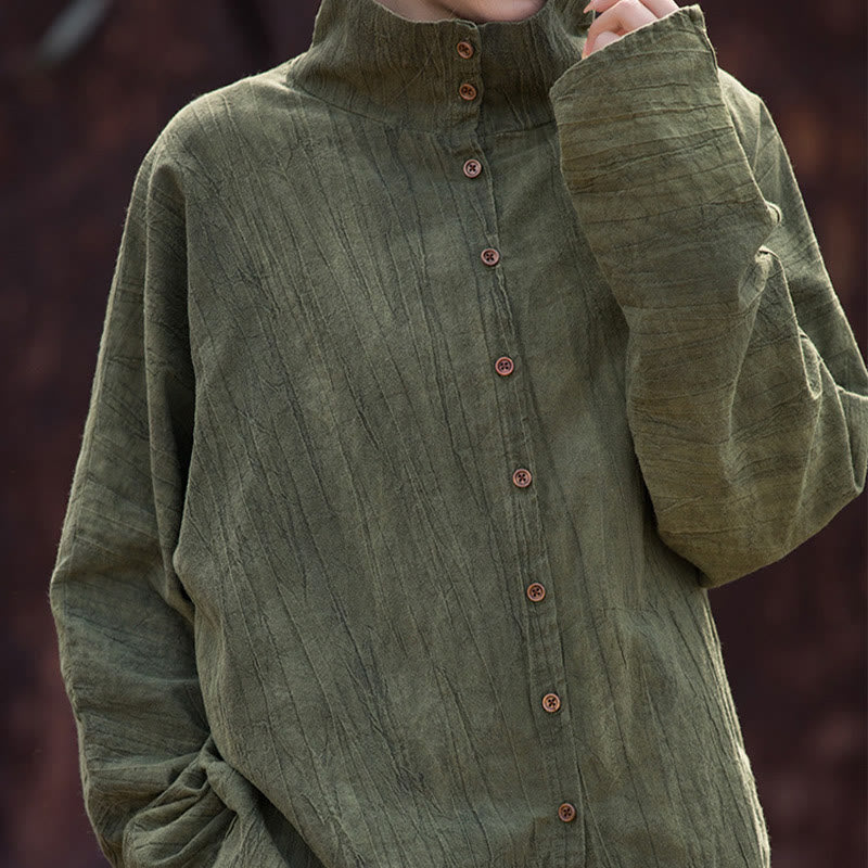 Cardigan à col roulé en coton ramie teinté avec Buddha Stones, style chinois - image 10