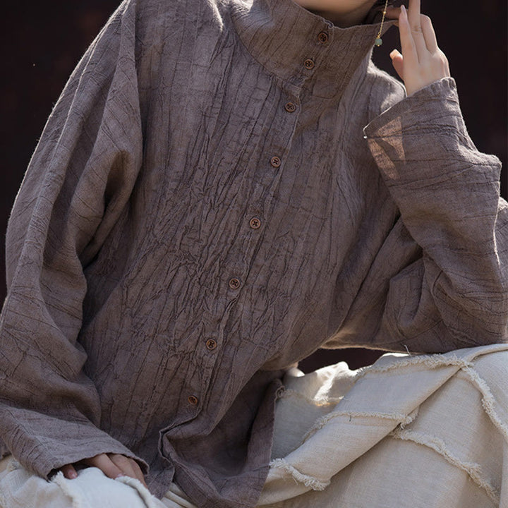 Cardigan à col roulé en coton ramie teinté avec Buddha Stones, style chinois - image 19