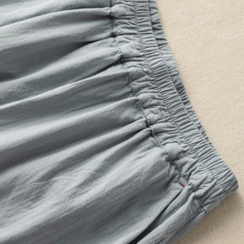Pantalon sarouel décontracté en coton brodé avec bordure en dentelle et poches Buddha Stones