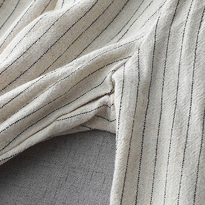 Pantalon large taille haute à rayures verticales Buddha Stones avec poches - image 5