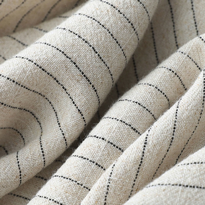 Pantalon large taille haute à rayures verticales Buddha Stones avec poches - image 6