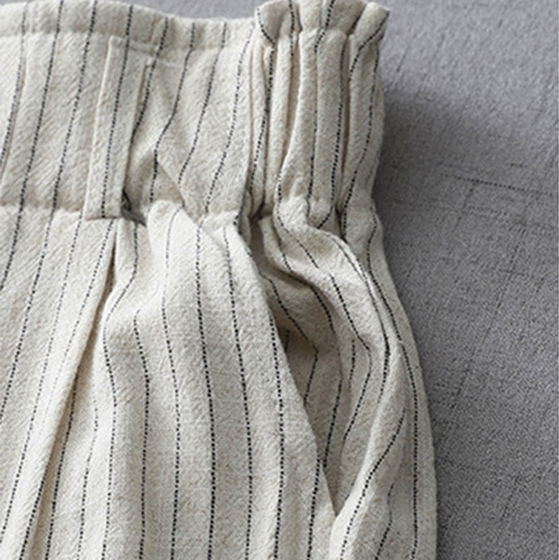 Pantalon large taille haute à rayures verticales Buddha Stones avec poches - image 4