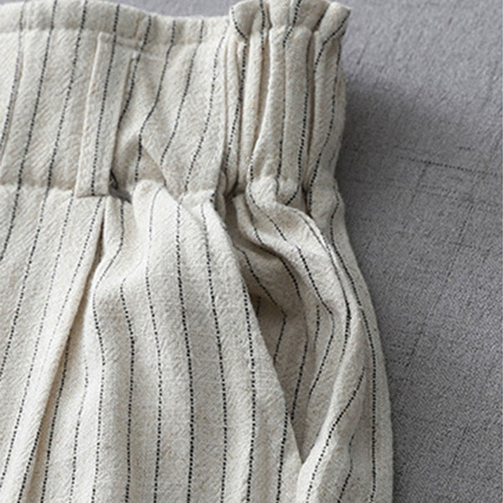 Pantalon large taille haute à rayures verticales Buddha Stones avec poches - image 4