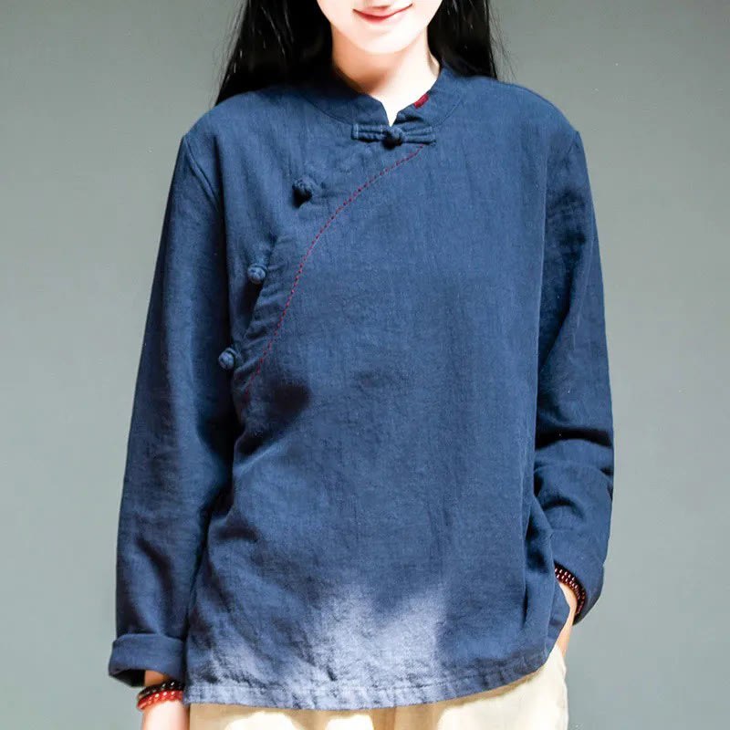 Buddha Stones Vêtements en lin amples en coton - Bleu nuit - US14，UK/AU18，EU46 (4XL) - image 16