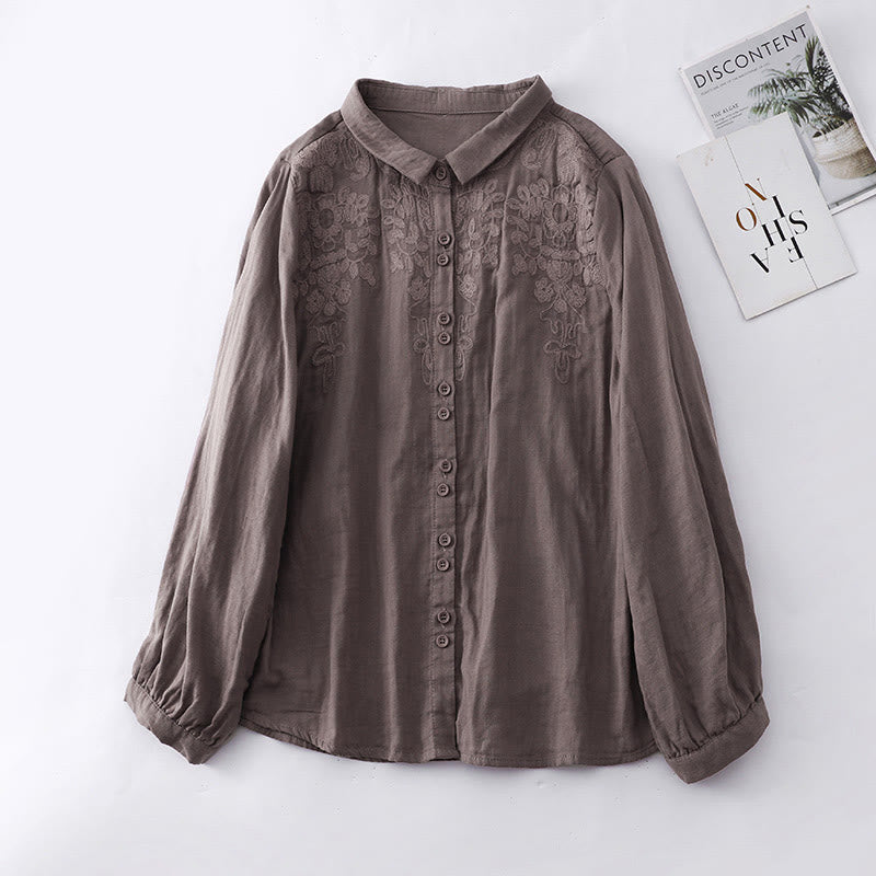 Vêtements en coton et lin brodés de fleurs artistiques et littéraires Buddha Stones