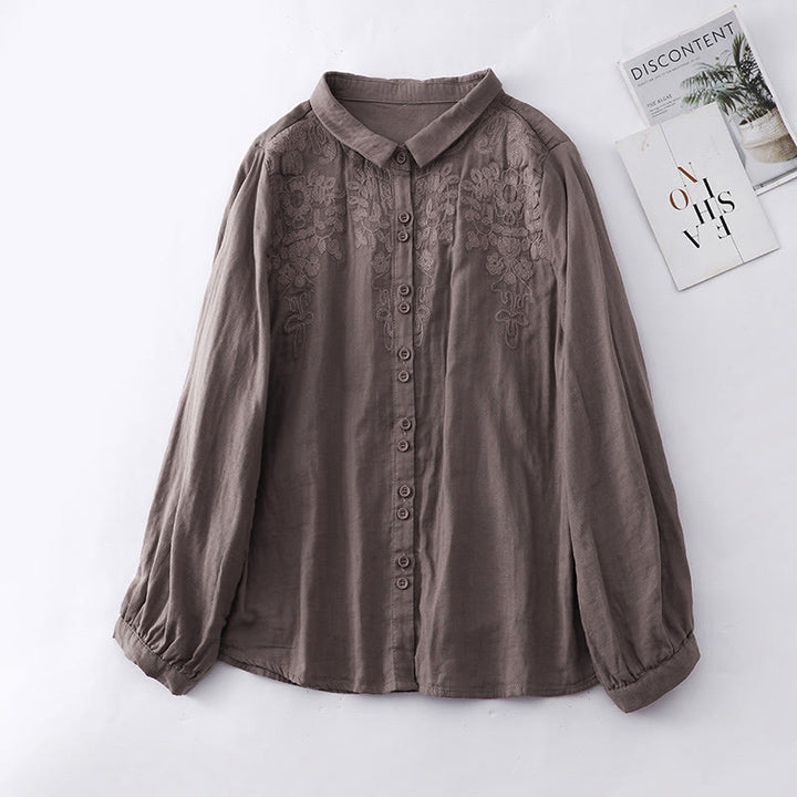 Vêtements en coton et lin brodés de fleurs artistiques et littéraires Buddha Stones