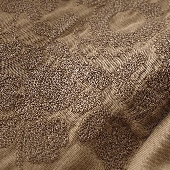 Vêtements en coton et lin brodés de fleurs artistiques et littéraires Buddha Stones