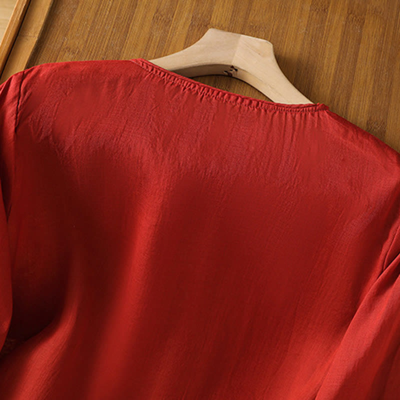 Pull ras du cou en coton et lin avec broderie ethnique Buddha Stones - image 18