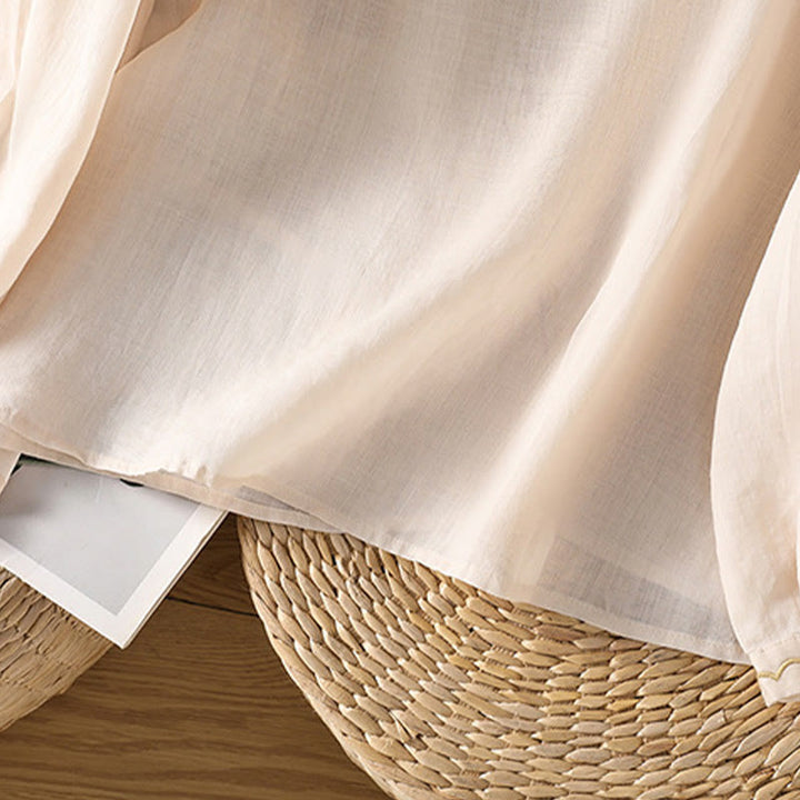 Pull ras du cou en coton et lin avec broderie ethnique Buddha Stones - image 31