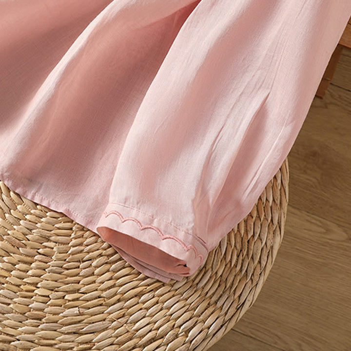 Pull ras du cou en coton et lin avec broderie ethnique Buddha Stones - image 25