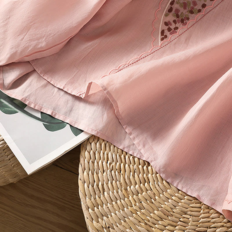 Pull ras du cou en coton et lin avec broderie ethnique Buddha Stones - image 23