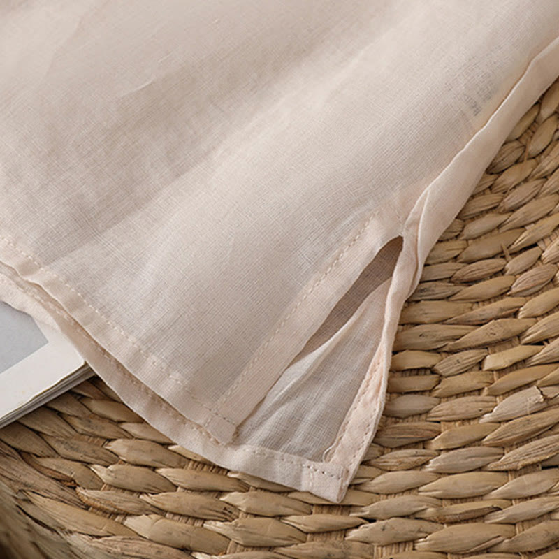 Pull ras du cou en coton et lin avec broderie ethnique Buddha Stones - image 32