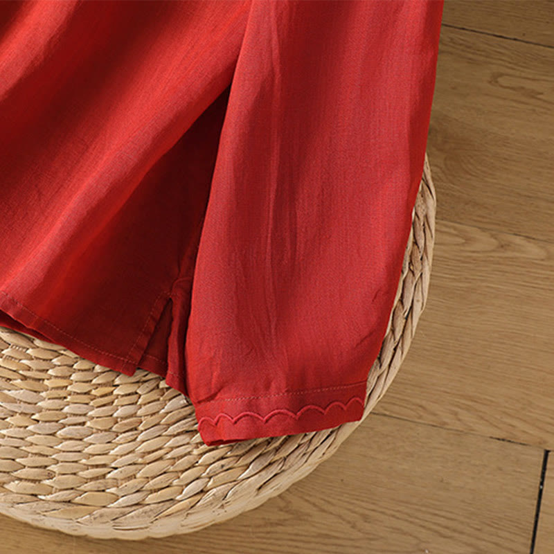 Pull ras du cou en coton et lin avec broderie ethnique Buddha Stones - image 17