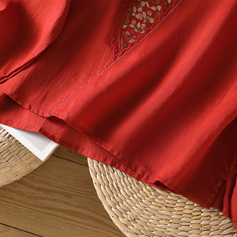 Pull ras du cou en coton et lin avec broderie ethnique Buddha Stones - image 15