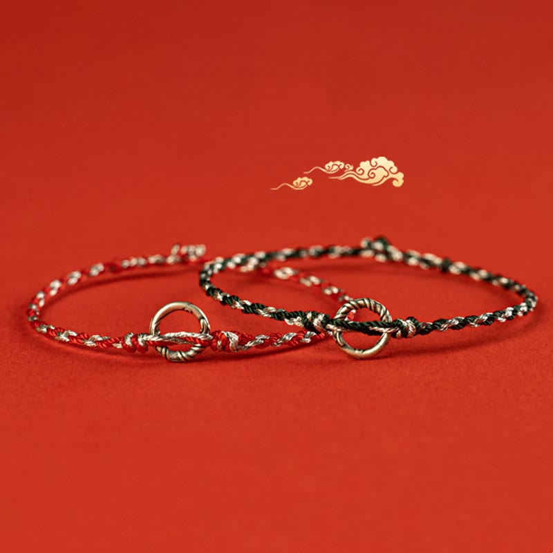Bracelet porte-bonheur en argent sterling 925 avec boucle de paix et Buddha Stones - image 0