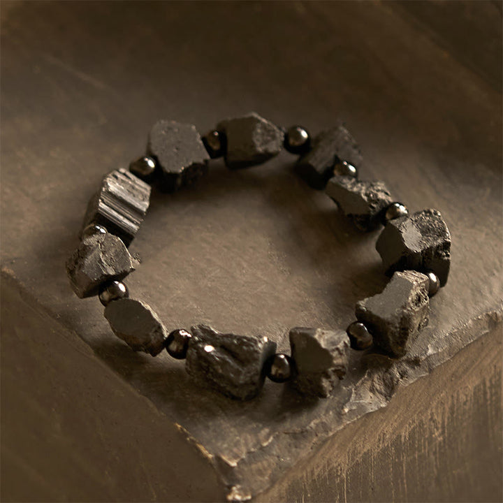 Bracelet positif en pierre irrégulière de tourmaline noire Buddha Stones