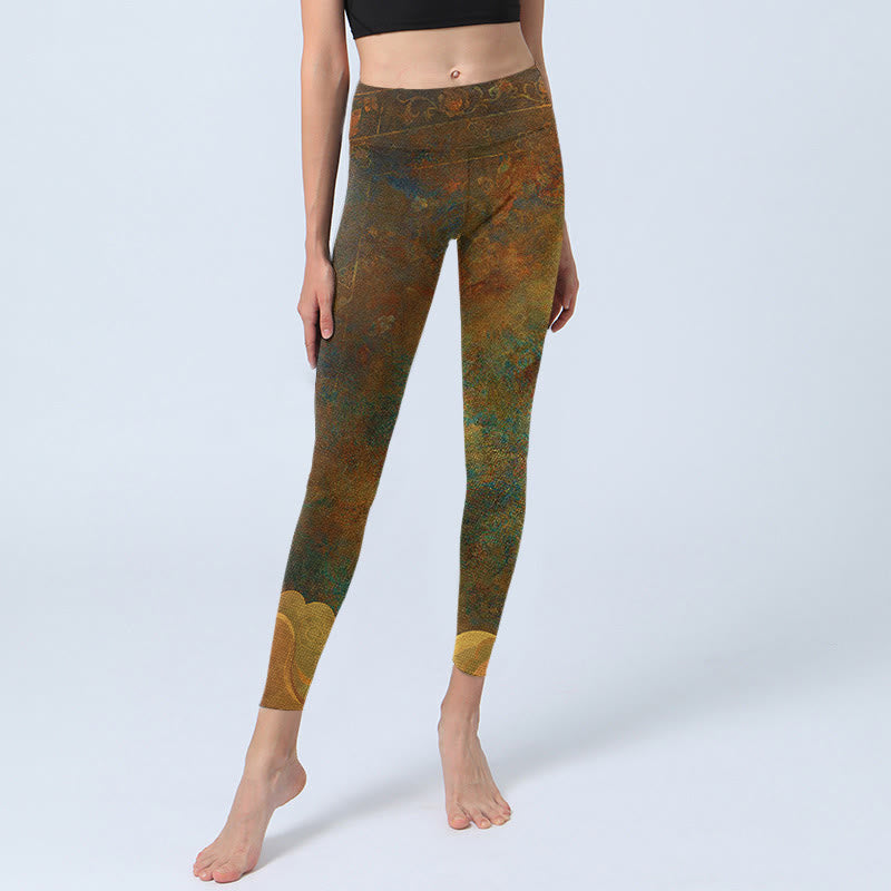 Leggings de fitness en tissu lycra imprimé Buddha Stones et nuages ​​de bon augure pour femmes - image 6