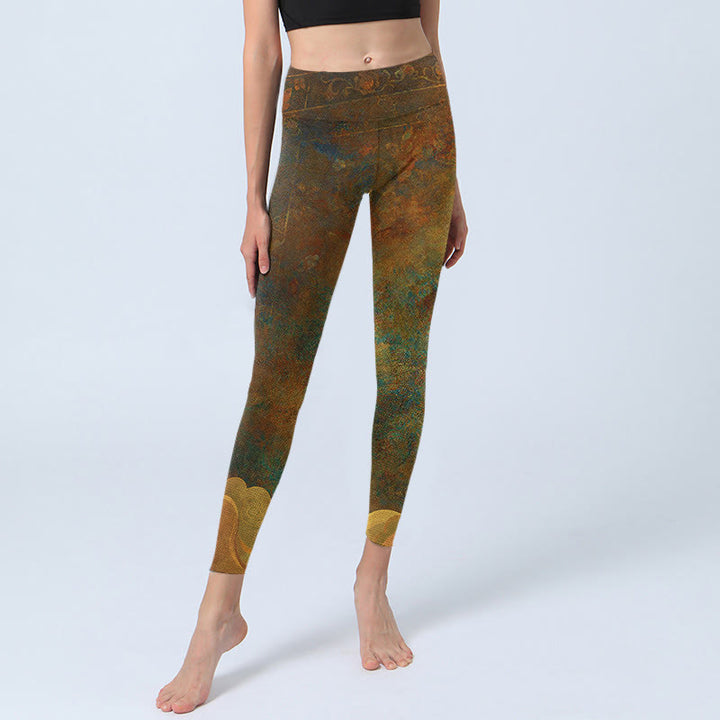 Leggings de fitness en tissu lycra imprimé Buddha Stones et nuages ​​de bon augure pour femmes - image 6