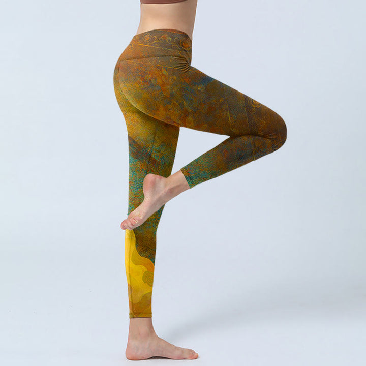 Leggings de fitness en tissu lycra imprimé Buddha Stones et nuages ​​de bon augure pour femmes - image 6