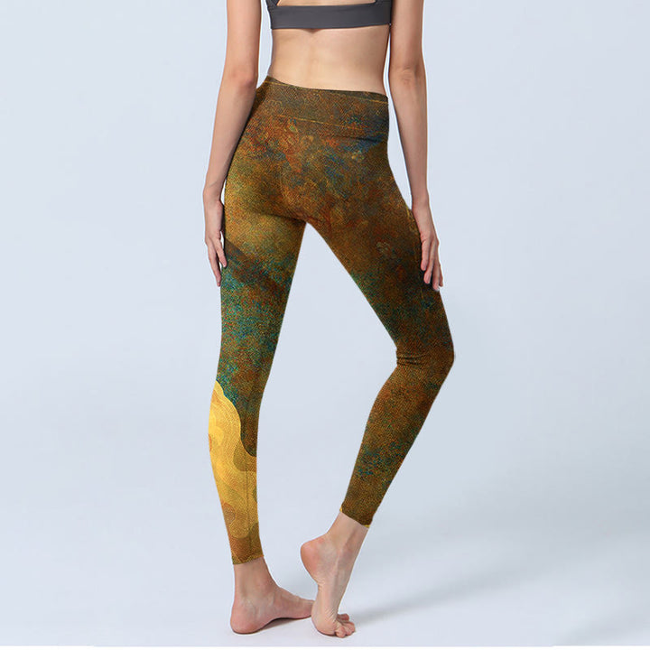 Leggings de fitness en tissu lycra imprimé Buddha Stones et nuages ​​de bon augure pour femmes - image 4