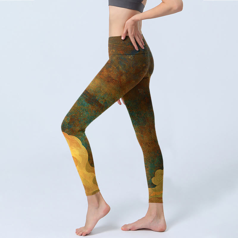Leggings de fitness en tissu lycra imprimé Buddha Stones et nuages ​​de bon augure pour femmes - image 3