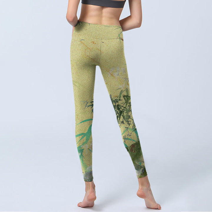 Leggings de fitness en tissu lycra imprimé bambou Buddha Stones Pantalon de yoga pour femme - image 7