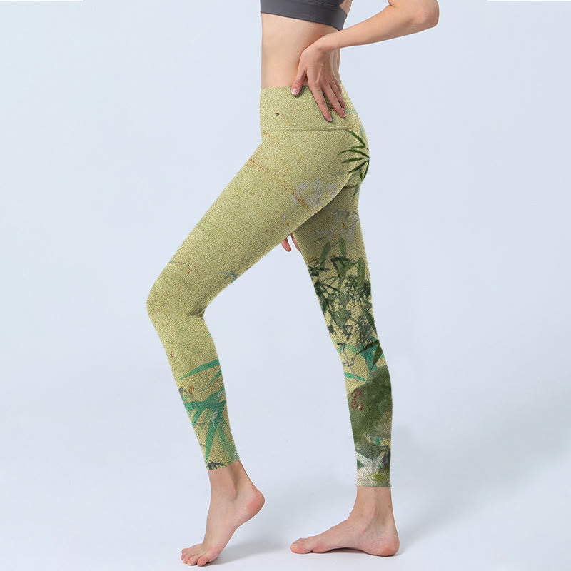 Leggings de fitness en tissu lycra imprimé bambou Buddha Stones Pantalon de yoga pour femme - image 3