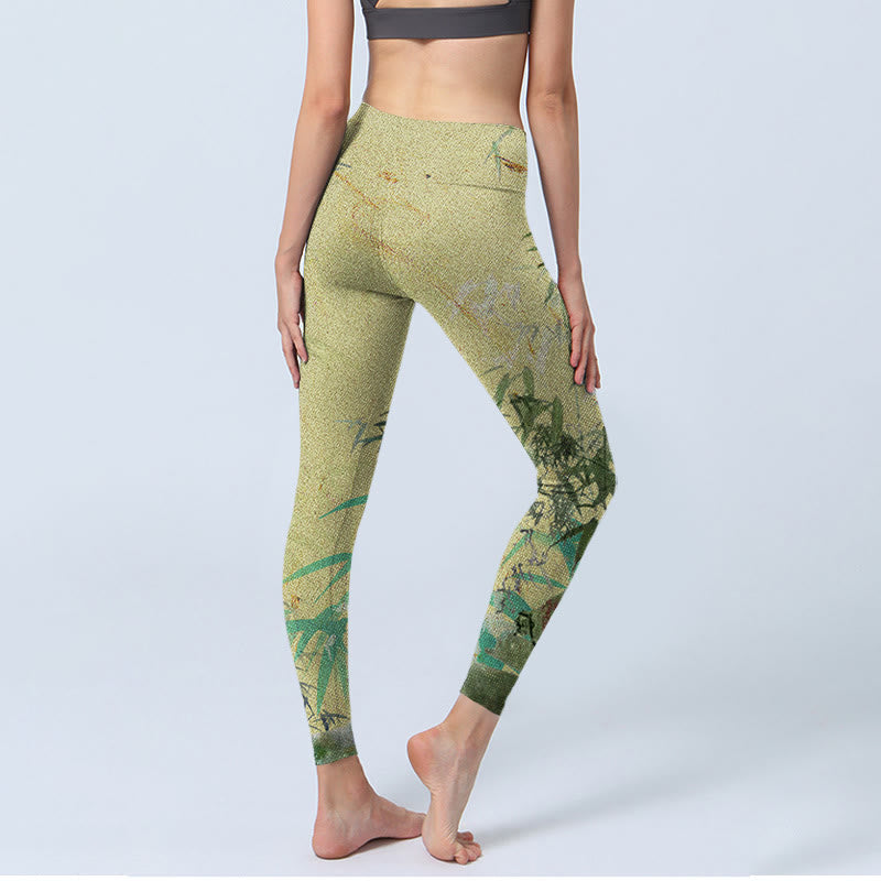 Leggings de fitness en tissu lycra imprimé bambou Buddha Stones Pantalon de yoga pour femme - image 4