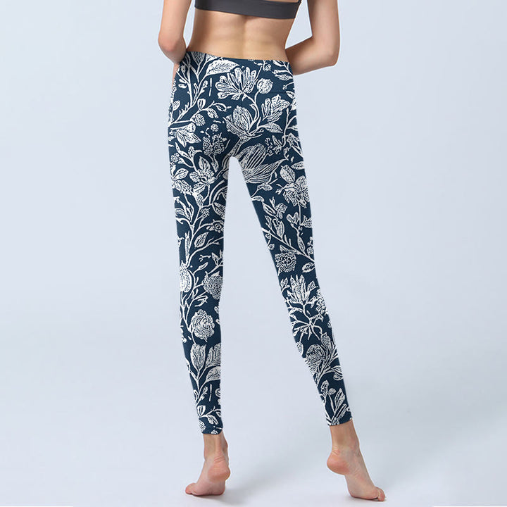Pantalon de yoga pour femme avec legging de fitness à imprimé floral bleu foncé Buddha Stones - image 6