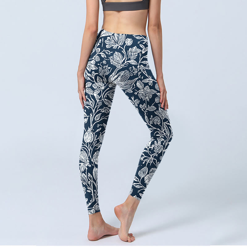 Pantalon de yoga pour femme avec legging de fitness à imprimé floral bleu foncé Buddha Stones - image 4