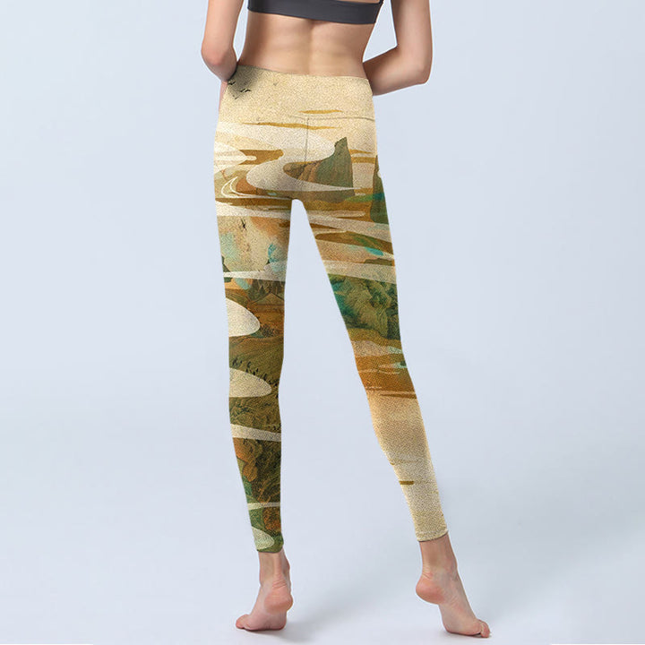 Leggings de fitness imprimé Buddha Stones Green Mountains Clouds Mist Pantalon de yoga pour femme - image 7