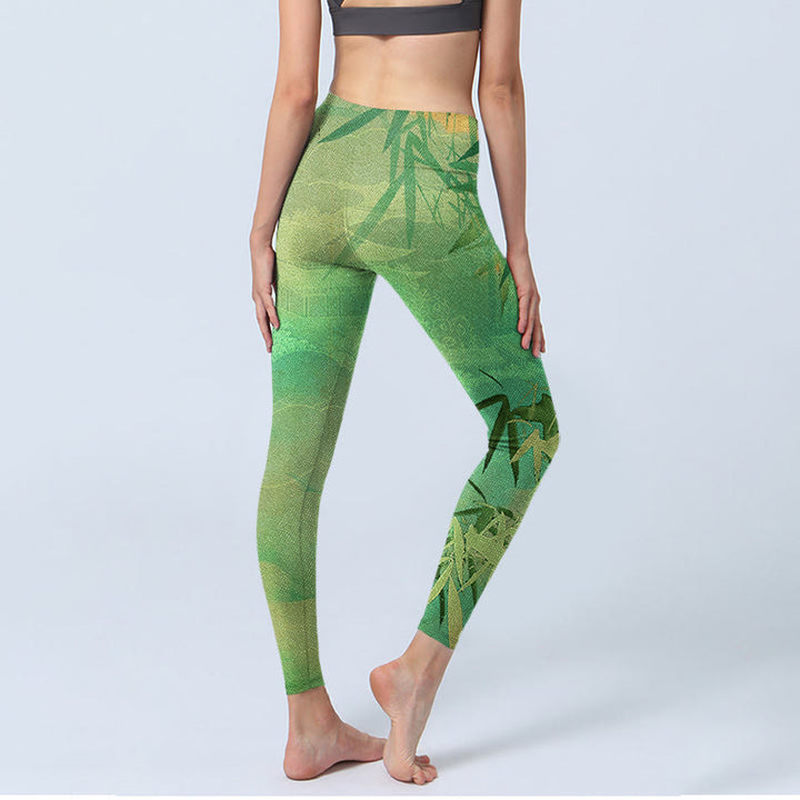 Pantalon de yoga pour femme avec imprimé Buddha Stones Green Bamboo Pavilion - image 5