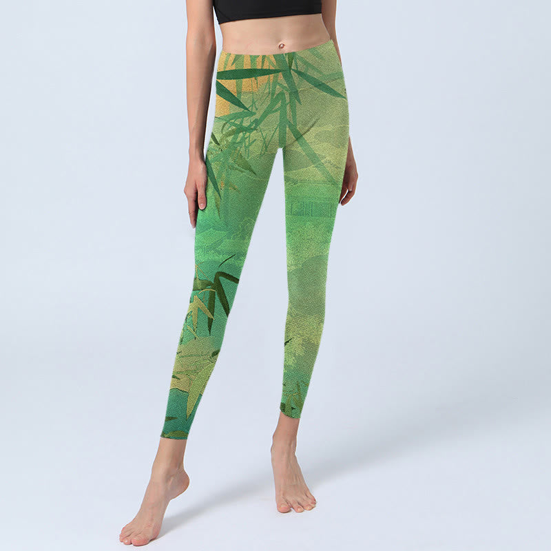 Pantalon de yoga pour femme avec imprimé Buddha Stones Green Bamboo Pavilion - image 7