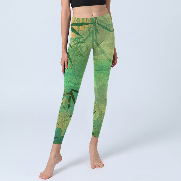 Pantalon de yoga pour femme avec imprimé Buddha Stones Green Bamboo Pavilion - image 7